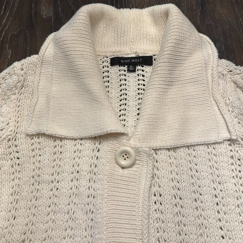 NINE WEST VANILLA CREAM KNIT CARDIGAN SWEATER SIZE XL